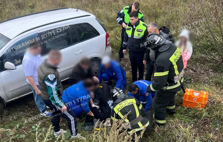 В Тульской области иномарка улетела в кювет, пострадали два человека