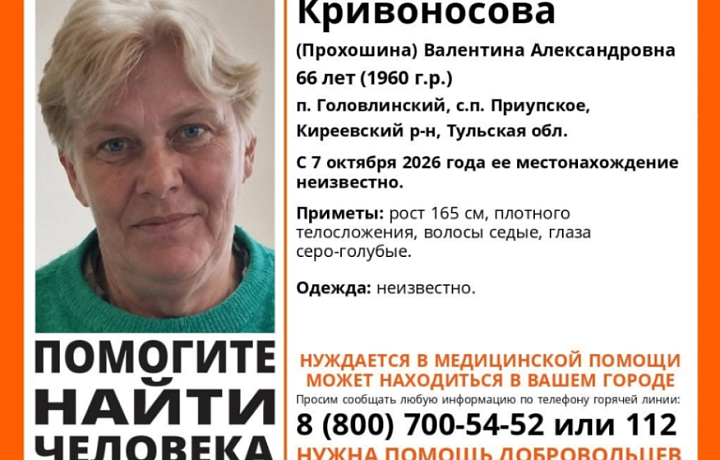 В Киреевском районе пропала 66-летняя женщина