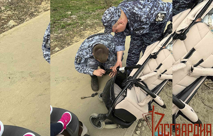 Тульские росгвардейцы помогли женщине починить колесо детской коляски