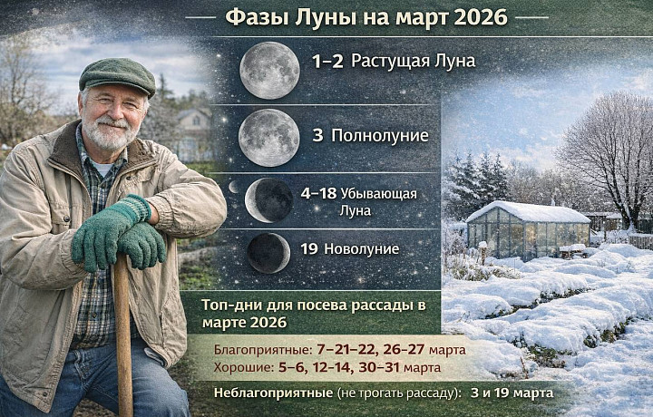 Лунный посевной календарь на март 2026: советы садовода Смирнова для тульских дачников – когда сажать рассаду