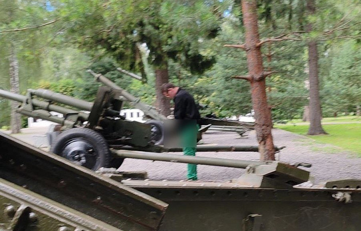 В Новомосковске мужчина на глазах у детей помочился на пушку в Парке Памяти и Славы