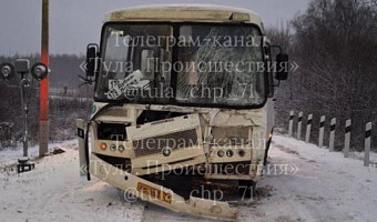 Очевидцы: под Тулой автобус въехал в проходящий пригородный поезд