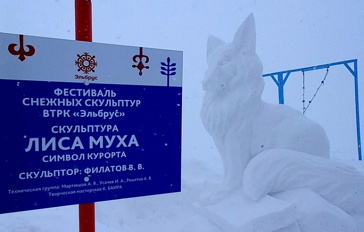 Скульптор из Алексина установил на Эльбрусе снежные фигуры Лисы Мухи и Чебурашки