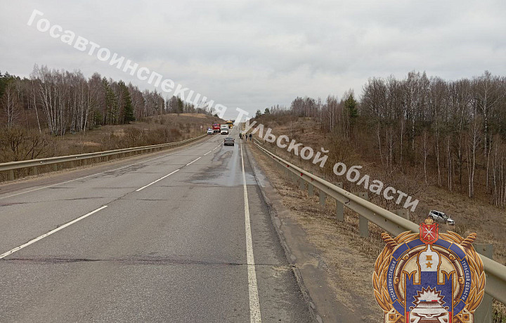 На трассе в Тульской области водитель врезался в ограждение