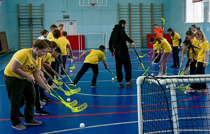 Школам Новомосковска вручили инвентарь для флорбола