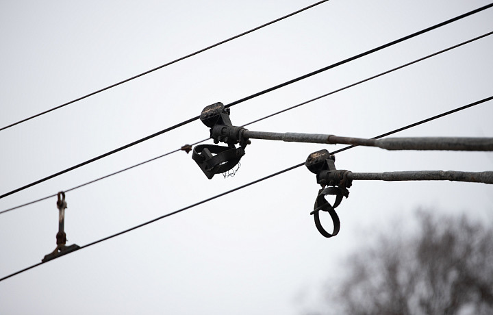 Троллейбусы встали на проспекте Ленина в Туле утром 28 октября