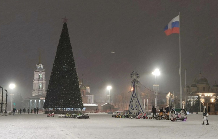 На площади Ленина в Туле завершили установку новогодней елки
