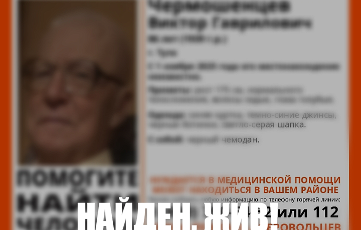 Пропавший в Туле 86-летний пенсионер найден живым
