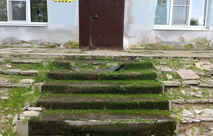 Экосистема на разрушенных ступеньках больницы в Волово возмутила пациентов