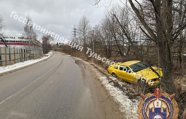 Водитель Ford Mustang потерял управление и слетел в кювет в тульском Обидимо