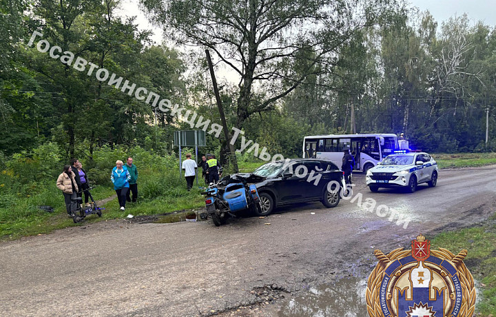 ﻿Нетрезвый мотоциклист без прав устроил ДТП в Щекинском районе