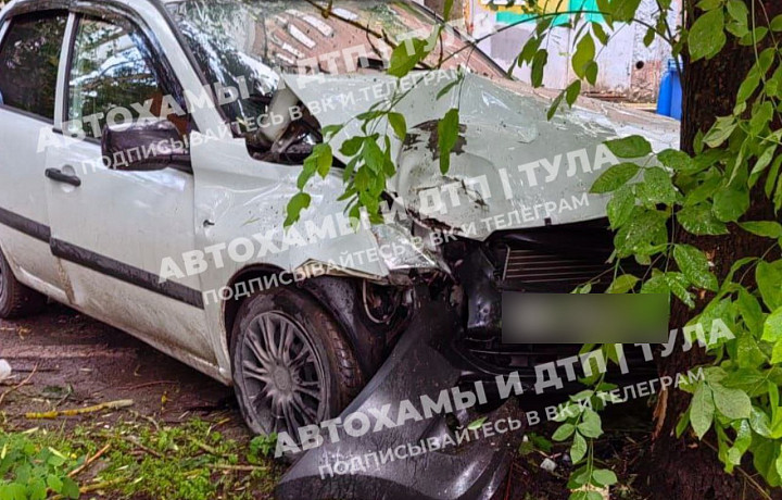 Легковушка влетела в дерево на улице Максимовского в Туле