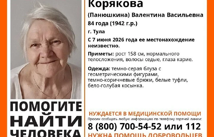 Волонтеры «ЛизаАлерт»: пропавшая 7 июня тулячка нуждается в медицинской помощи