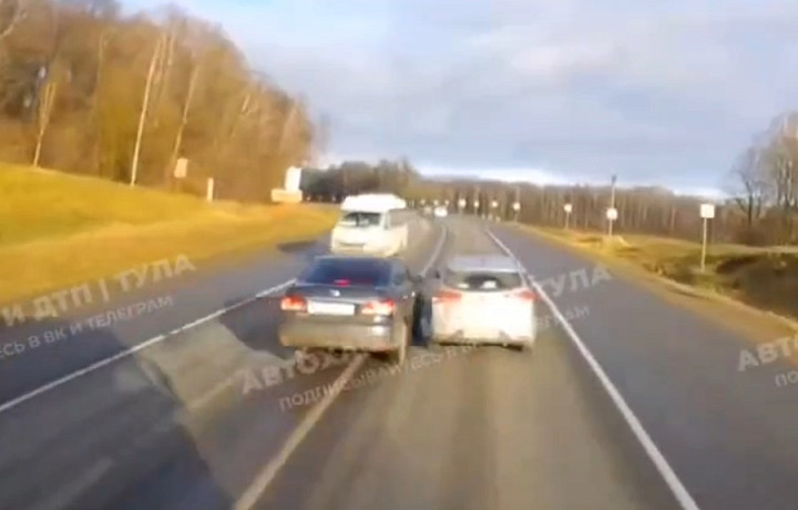 Иномарка едва не устроила массовое ДТП под Тулой из-за опасного обгона