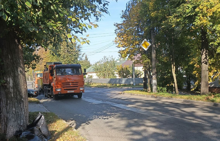 В Туле 3 октября продолжается уборка улиц и сбор опавшей листвы