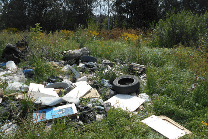 В Узловском районе Тульской области обнаружили незаконную свалку строительных отходов на землях сельхозназначения