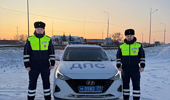 В мороз сотрудники Госавтоинспекции помогли водителю на трассе М-4 в Тульской области