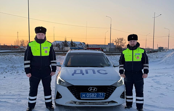 В мороз сотрудники Госавтоинспекции помогли водителю на трассе М-4 в Тульской области