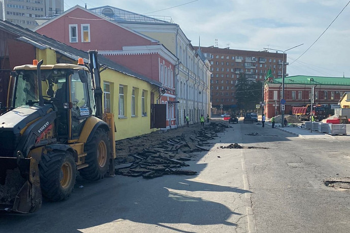 На улице Союзной в Туле перекрыли движение из-за ремонта