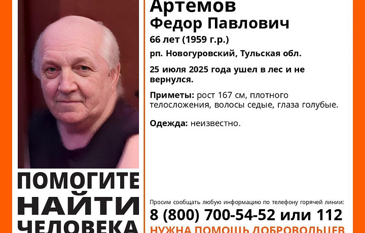 В лесу Тульской области пропал 66-летний мужчина