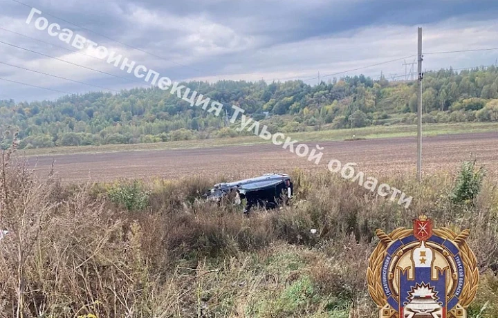 Иномарка слетела в кювет и опрокинулась на трассе в Киреевском районе