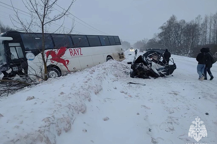 Опубликованы фото с места смертельной аварии с автобусом под Алексином