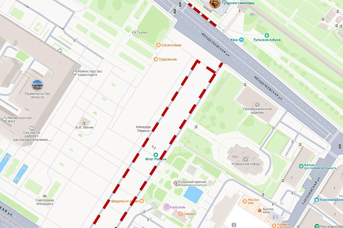 На площади Ленина в Туле перекроют парковку 26 июня