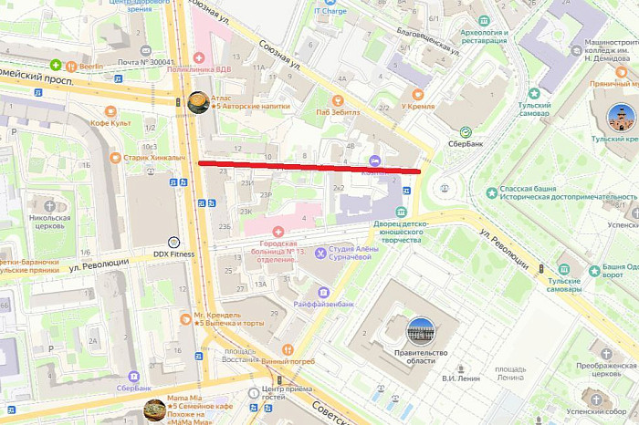 В Туле 22 и 23 апреля ограничат движение транспорта в Денисовском переулке