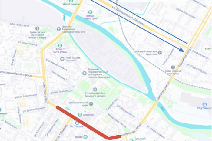 На участке улицы Советской в Туле приостановят движение трамваев 18 и 23 декабря