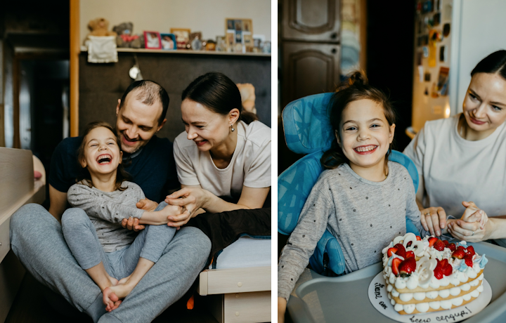 Агата (диагноз – ДЦП) с семьёй. Фото предоставлены героиней публикации.