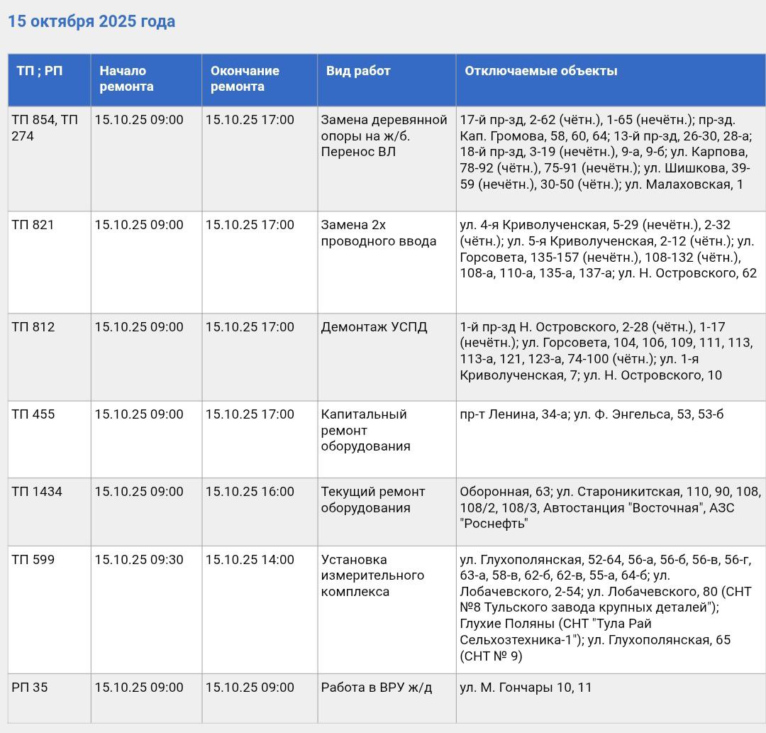 Фото: Тульские городские электрические сети