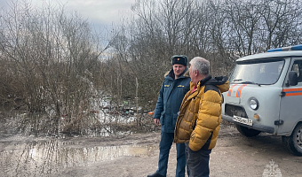 В Алексине из-за половодья затопило участок дороги на улице Рыбной