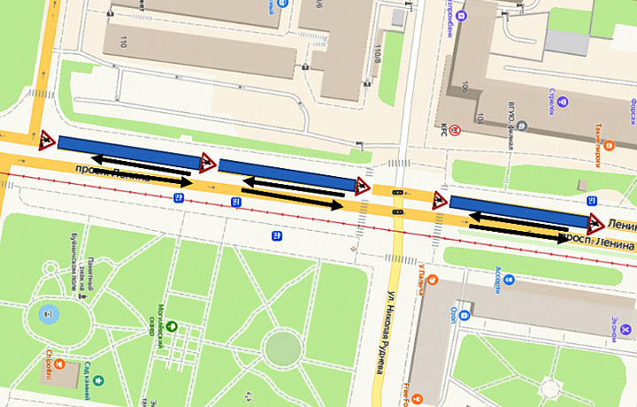 В ночь на 1 июня на проспекте Ленина в Туле снова изменится схема движения